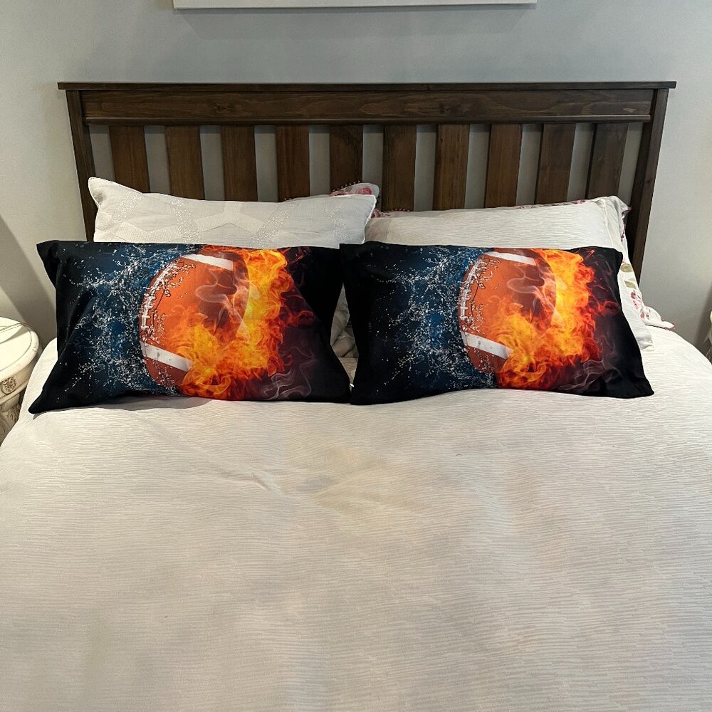 FOOTBALL Fan 2 Bedroom Pillow Covers Standard Size Zipper Closure Unused